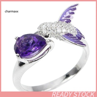 Cx แหวนหมั้นแต่งงาน ประดับเพทาย อเมทิสต์ รูปหยดน้ํา นก สําหรับผู้หญิง