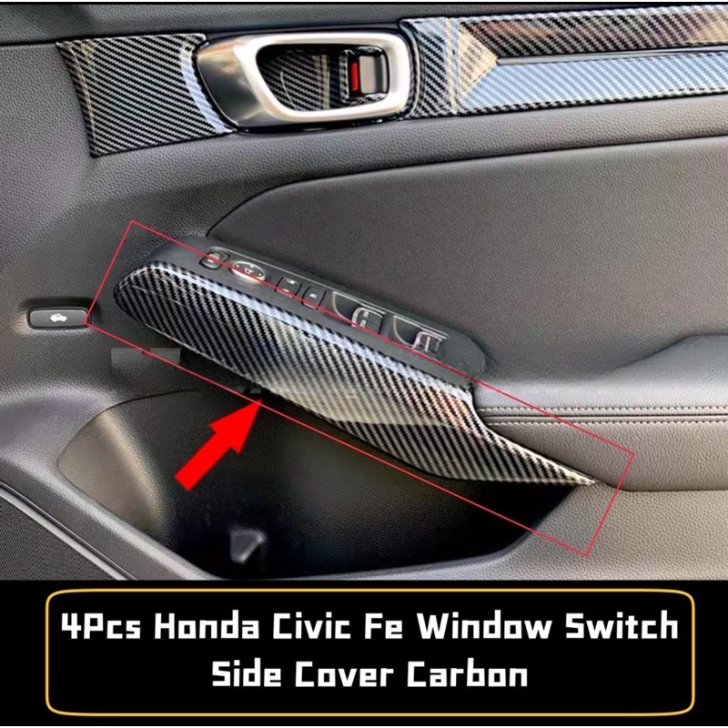 ปลอกหุ้มมือจับประตูรถยนต์-คาร์บอนไฟเบอร์-อุปกรณ์เสริม-สําหรับ-honda-civic-fe-2022