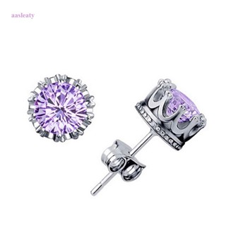 Amethyst ต่างหูเงิน 925 รูปดอกกุหลาบ ทอง 18K หรูหรา เรียบง่าย สําหรับผู้หญิง