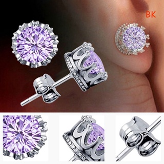 Bk Amethyst ต่างหูเงิน 925 รูปดอกไม้ ดอกกุหลาบ ทอง 18K หรูหรา สําหรับผู้หญิง