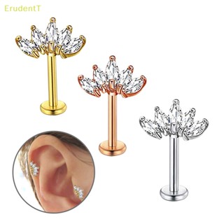 [ErudentT] ต่างหูกระดุม สเตนเลส ประดับคริสตัล เครื่องประดับ [ใหม่]