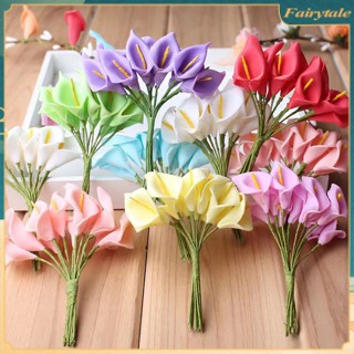 ❀ 12 ชิ้น/มัด Mini Calla Lily ดอกไม้โฟมประดิษฐ์สำหรับงานแต่งงานช่อดอกไม้ปลอม DIY หัตถกรรมพวงหรีดสมุดภาพของขวัญอุปกรณ์เสริม