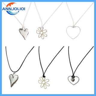 Ann สร้อยคอโชคเกอร์ จี้ดอกไม้ หัวใจ กลวง เครื่องประดับแฟชั่น สไตล์ฮิปฮอป สําหรับผู้หญิง Y2K