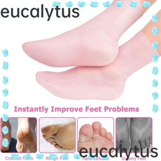 Eucalytus1 ถุงเท้าซิลิโคน แบบนิ่ม ซักทําความสะอาดได้ สําหรับดูแลเท้าแตก