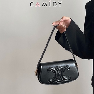 Camidy กระเป๋าทรงสี่เหลี่ยมขนาดเล็กระดับไฮเอนด์สีทึบรักแร้กระเป๋าสะพายไหล่สไตล์ใหม่
