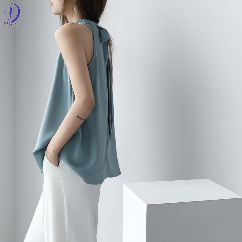 เสื้อสายเดี่ยว-แขนกุด-เปิดไหล่-ทรงหลวม-แฟชั่นฤดูร้อน