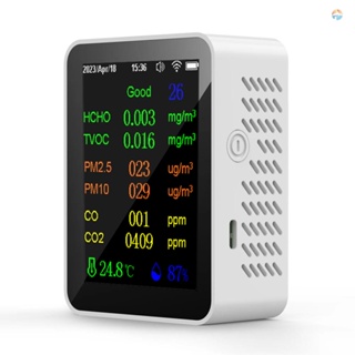 {fash} เครื่องตรวจจับอุณหภูมิ และความชื้น แบบพกพา 9in1 PM2.5 PM10 CO CO2 TVOC HCHO AQI