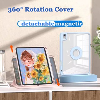 เคสหนัง ถอดออกได้ 360° เคสแม่เหล็ก พร้อมช่องใส่ดินสอ หมุนได้ สําหรับ IPad Pro 12.9 2022 IPad Pro 12.9 2021 2020 2018