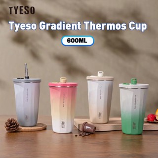 TYESO รุ่นใหม่ล่าสุด! แก้วน้ำสแตนเลส304 แท้ ขนาด 600 มล./ 20 ออนซ์ หลอดดูดสแตนเลส แก้วเก็บอุณหภูมิร้อน-เย็น