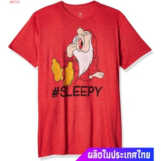 [S-5XL] เสื้อยืดยอดนิยม Disney Mens Snow White And Seven Dwarfs Hashtag Sleepy Graphic T-Shirt Sports T-shirt;l2