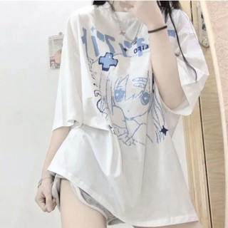 เสื้อยืด พิมพ์ลายกราฟฟิคอนิเมะ Kpop สีขาว แฟชั่นฤดูร้อน สไตล์ญี่ปุ่น ฮาราจูกุ สําหรับผู้หญิง Y2k 2022