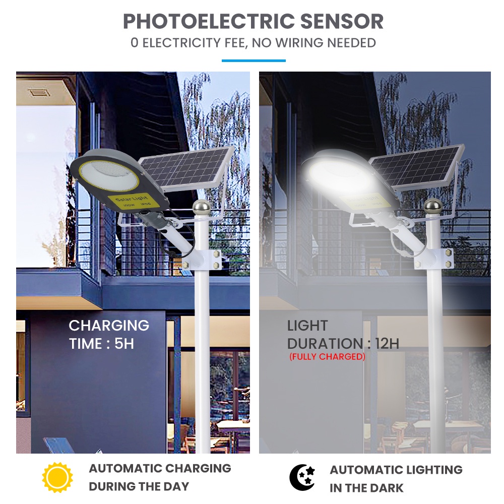 ไฟ-led-ไฟโซลาร์เซลล์ประสิทธิภาพสูง-100w-พลังงานแสงอาทิตย์กลางแจ้งพร้อมแสง-รีโมทคอนโทรล-ip66-กันน้ำ-led-street-lampu