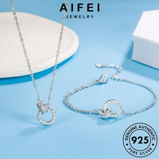 AIFEI JEWELRY เงิน 925 แท้ ต้นฉบับ สร้อยคอ ผู้หญิง เครื่องประดับ เกาหลี เลขโรมันที่สง่างาม แฟชั่น จี้ เครื่องประดับ Silver S25