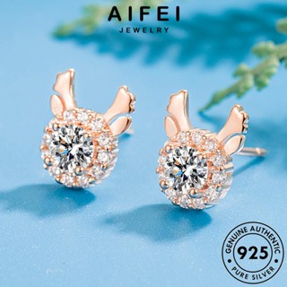 AIFEI JEWELRY เครื่องประดับ ห่วง ต่างหู แท้ มอยส์ซาไนท์ไดมอนด์ หนีบ แฟชั่น เกาหลี เงิน เครื่องประดับ ขั้นสูง ตุ้มหู 925 ผู้หญิง ต้นฉบับ Silver E799