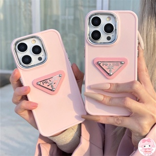 เคสโทรศัพท์มือถือแบบนิ่ม กันกระแทก ลายโลโก้แบรนด์แฟชั่น สีชมพู สําหรับ iphone 14 13 12 11 Pro Max XsMax XR Xs ix 7 8 Plus