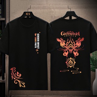 【จุดผลิตภัณฑ์】 Genshin Impact HuTao Impression Game เสื้อยืดเสื้อเชิ้ตสีขาวแขนสั้น unisex