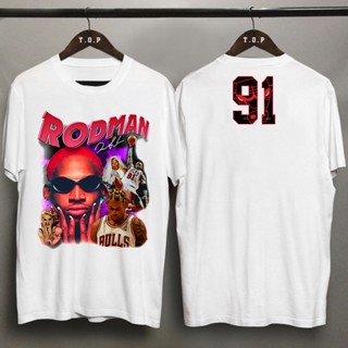 เสื้อยืดผ้าฝ้ายพิมพ์ลายแฟชั่น เสื้อยืด พิมพ์ลาย Dennis Rodman 91 สไตล์วินเทจ ฮิปฮอป โอเวอร์ไซซ์ สําหรับผู้ชาย และผู้หญิง