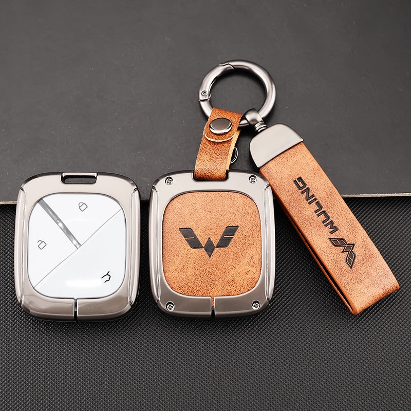 เคสกุญแจรีโมทรถยนต์-หนังสังกะสีอัลลอย-สําหรับ-wuling-air-ev-mini-ev-bingo-smart-remote-fob