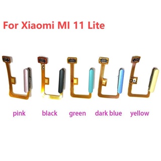 สําหรับ Xiaomi MI 11 Lite เซ็นเซอร์ลายนิ้วมือ ปุ่มโฮม ริบบิ้น สายแพร สายเคเบิลริบบิ้น สีดํา สีขาว สีฟ้า สีเขียว
