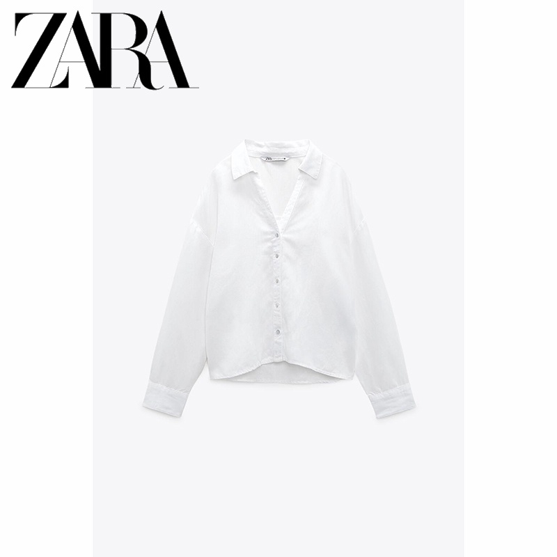 zara-ใหม่-เสื้อเชิ้ตแขนยาว-คอปก-ตัวสั้น-สําหรับผู้หญิง