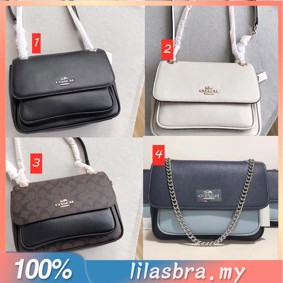 coach-cc878-cc353-cc152-cc351-klare-25-กระเป๋าสะพายผู้หญิง-หนังวัวชั้นบนสุด-การออกแบบแบบฝาพับ-หัวเข็มขัดแม่เหล็ก