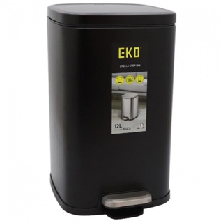 good.tools-EKO ถังขยะเหล็กเคลือบขาเหยียบทรงเหลี่ยม OLI-CUBE EK8237P-12L-MBL ขนาด 29x25x39 ซม. สีดำ ถูกจริงไม่จกตา