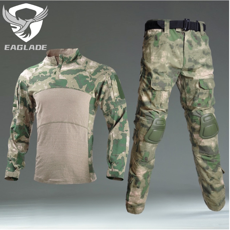 eaglade-ชุดยูนิฟอร์มยุทธวิธี-เสื้อยืด-กางเกง-ydjx-fg-hxtz-สีเขียว-กันน้ํา-รักษาเข่า