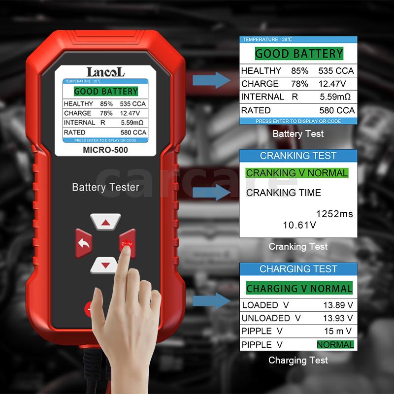 carcare-micro-500-เครื่องทดสอบแบตเตอรี่รถยนต์-และรถจักรยานยนต์-12v