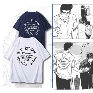 【สปอตสินค้า】 พิมพ์ลายการ์ตูน Slam Dunk Ryonan Akira Sendo เสื้อยืดคอกลมแขนสั้นสุดอินเทรนด์