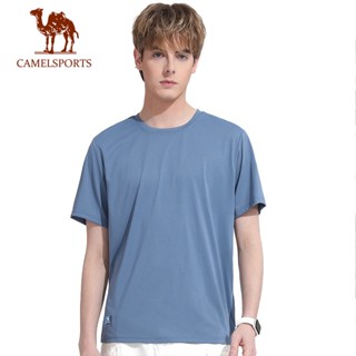 CAMEL SPORTS เสื้อยืดกีฬาแขนสั้นแห้งเร็วเสื้อออกกำลังกายเทรนเนอร์วิ่งชุดกีฬาระบายอากาศของผู้ชาย