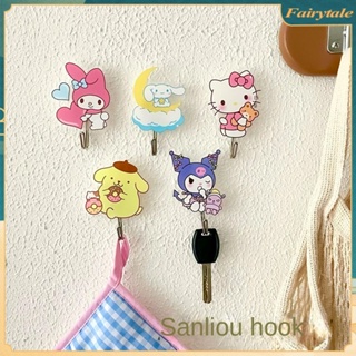 SANRIO ตะขอแขวนประตูอะคริลิค ลายการ์ตูน Kuromi My Melody Pom Pom Purin Hello Kitty Pochacco น่ารัก ไม่ต้องเจาะรู สําหรับห้องน้ํา