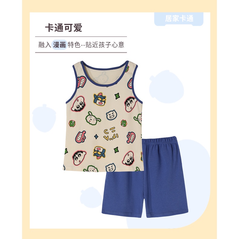 new-short-sleeved-cotton-crayon-shin-chan-childrens-pajamas-summer-childrens-cute-cartoon-home-clothes