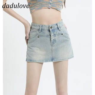 DaDulove💕 New Korean Version of Ins Retro Washed Denim Skirt Niche High Waist A- line Skirt Bag Hip Skirt