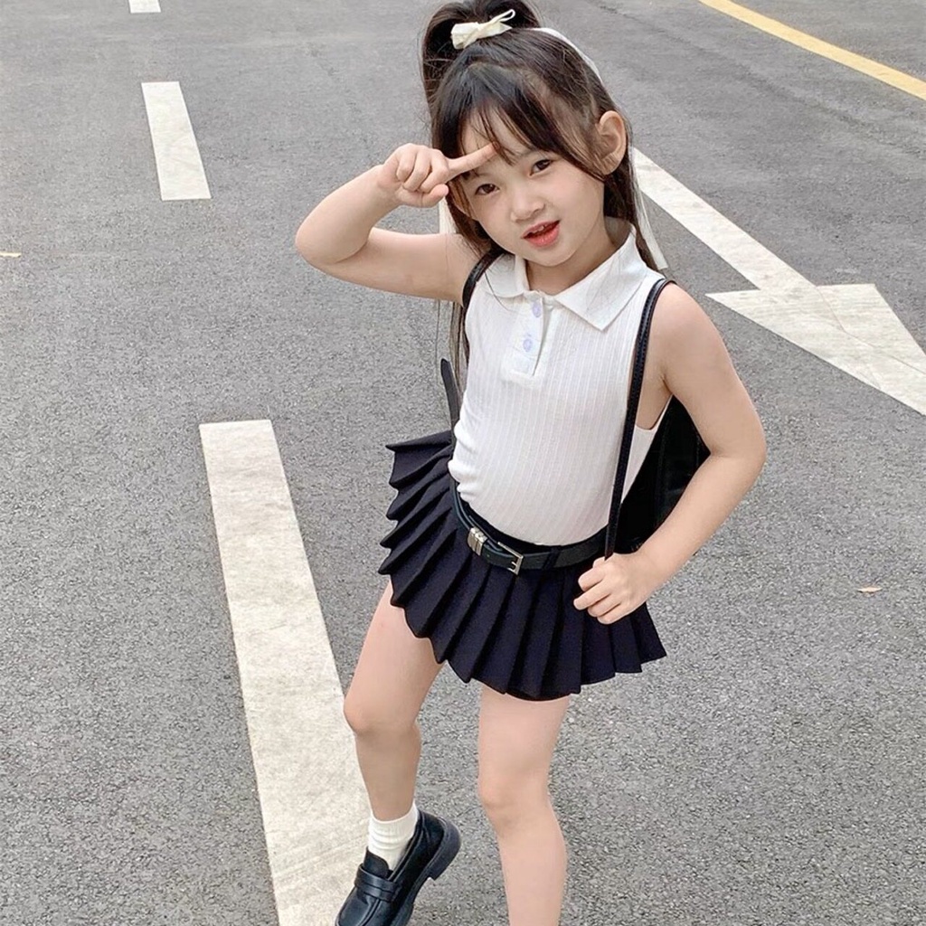 pretty-baby-พร้อมส่ง-ชุดเซ็ต2ชิ้นเสื้อกระโปรงเข็มขัด-ชุดเซ็ตสำหรับเด็กผู้หญิง-782