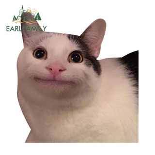 Earlfamily สติกเกอร์ไวนิล ลายแมวน่ารัก กันน้ํา 13 ซม. x 12.1 ซม. สําหรับติดตกแต่งรถยนต์