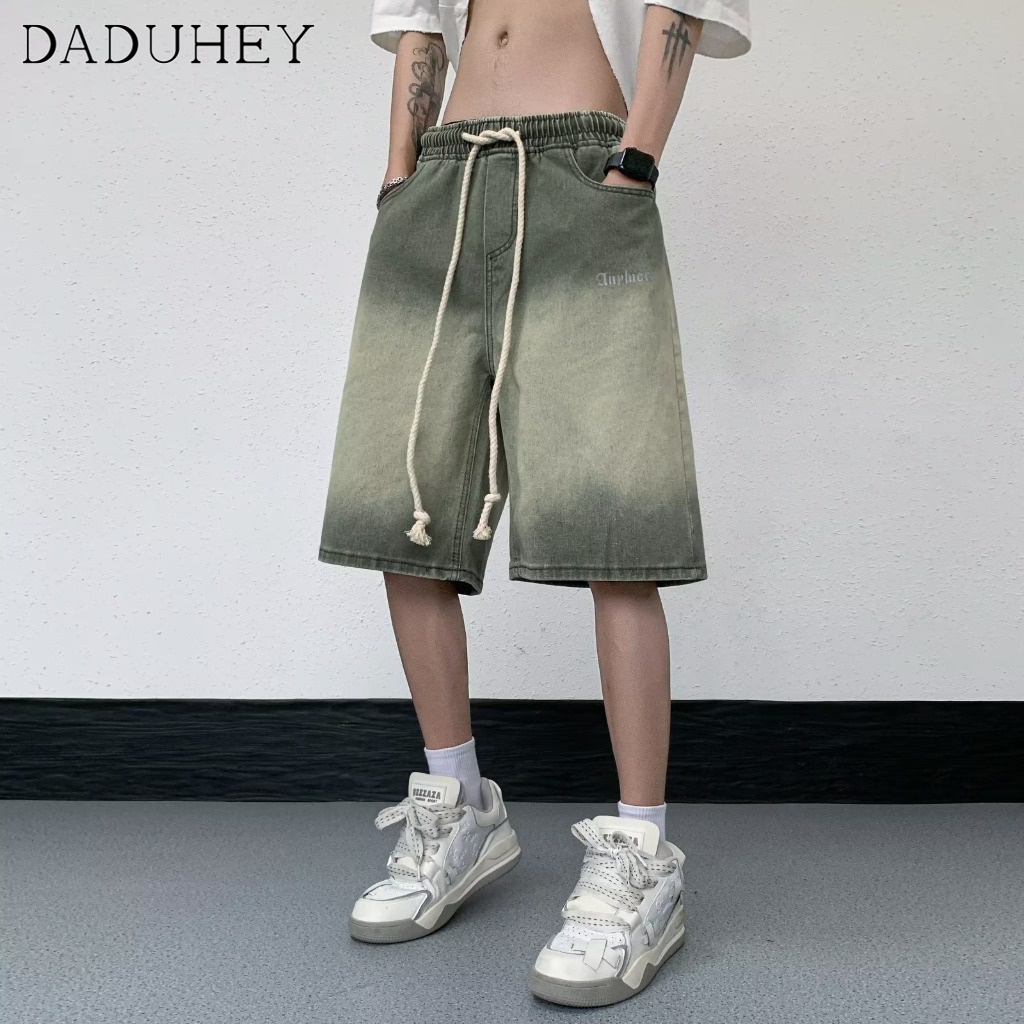 daduhey-mens-vibe-style-straight-drawstring-all-match-cropped-pants-2023-summer-american-fashion-loose-street-sports-denim-shorts