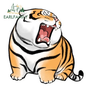 Earlfamily สติกเกอร์ไวนิล ลายกราฟิกเสือน่ารัก ป้องกันรอยขีดข่วน สําหรับติดตกแต่งรถยนต์ แล็ปท็อป 13 ซม.