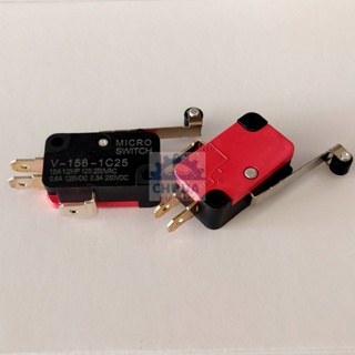 สวิทช์ ไมโครสวิทช์ ลิมิตสวิทช์ Micro Switch Limit Switch 3 ขา 15A 250V #V-156-1C25 MS ดำ-แดง (1 ตัว)