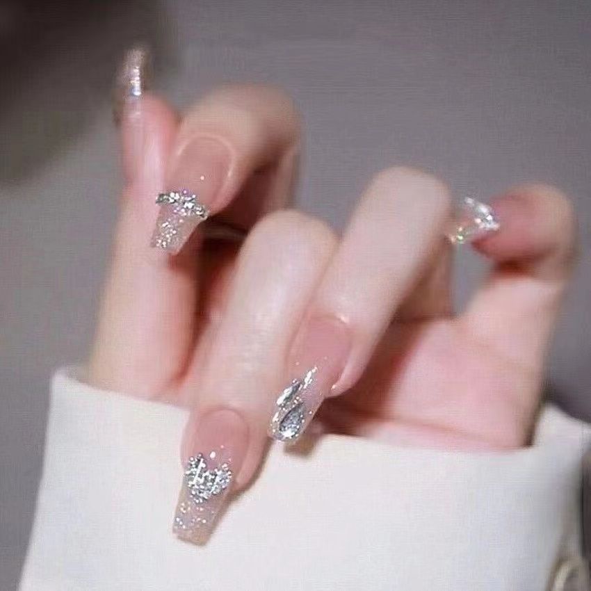 พร้อมส่ง-สติกเกอร์ติดเล็บปลอม-แบบสั้น-ถอดออกได้-สําหรับตกแต่งเล็บ