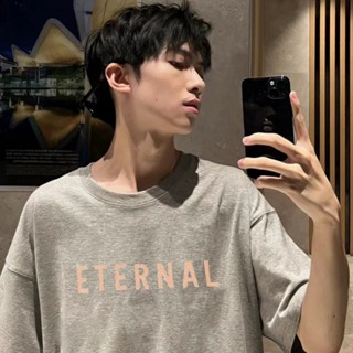 7TGY FEAR OF GOD Season 8 main line Eternal series chest flocking letter printing short sleeve heavy leisure loose couple T-shirt