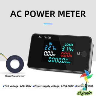 ESPO โวลต์มิเตอร์ดิจิทัล แอมมิเตอร์ จอแสดงผล LED พร้อม CT AC 0-500V ดิจิทัล AC วัตต์มิเตอร์