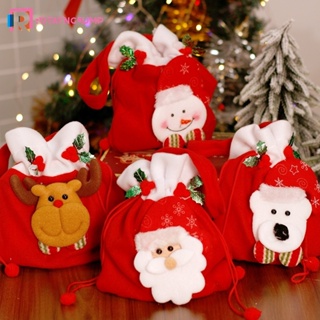 ถุงขนม ถุงของขวัญ ลายการ์ตูนคริสต์มาส สโนว์แมน ซานตาคลอส กวาง คริสต์มาส สีแดง
