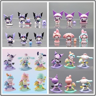 โมเดลฟิกเกอร์ Sanrio Kuromi My Melody Pochacco ขนาดเล็ก ของเล่นสําหรับเด็ก 6 ชิ้น ต่อชุด