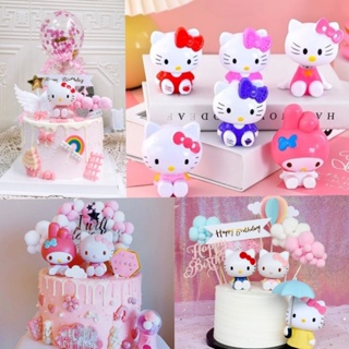 Kawaii Hello Kitty ท็อปเปอร์เค้กวันเกิด ตัวการ์ตูนแอคชั่น ปาร์ตี้วันเกิด ตกแต่งเค้ก อุปกรณ์เบเกอรี่ สําหรับเด็ก
