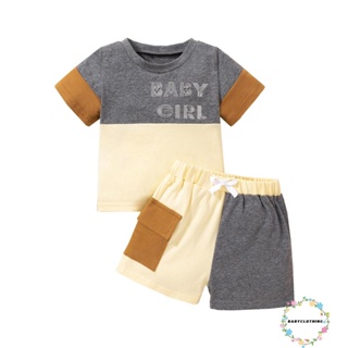 Babyclothes- ชุดเสื้อคอกลม แขนสั้น และกางเกงขาสั้น แบบผูกเชือก สไตล์สตรีท สําหรับเด็กผู้ชาย และเด็กผู้หญิง