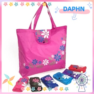 Daphs กระเป๋าถือ กระเป๋าช้อปปิ้งลําลอง ลายดอกไม้ แบบพกพา พับได้ เป็นมิตรกับสิ่งแวดล้อม นํากลับมาใช้ใหม่ได้ สีสันสดใส ความจุขนาดใหญ่ สําหรับผู้หญิง