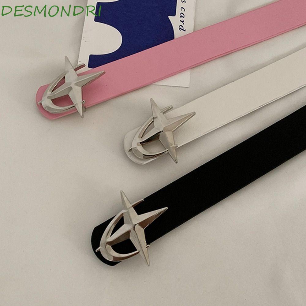 desmondri-เข็มขัดหนัง-pu-หัวเข็มขัดโลหะ-y2k-สีดํา-สําหรับตกแต่งกางเกงยีน