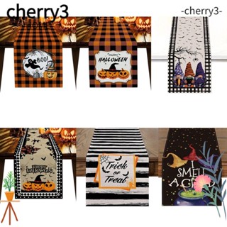 Cherry3 ผ้าปูโต๊ะ ผ้าลินิน ลายฟักทองผี ใช้ซ้ําได้ สําหรับตกแต่งฮาโลวีน