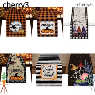 Cherry3 ผ้าปูโต๊ะ ผ้าลินิน ลายฟักทองผี ใช้ซ้ําได้ สําหรับตกแต่งฮาโลวีน