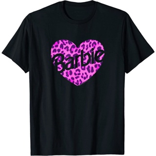 Premium Cotton T-Shirt Heart Logo Print Leopard Barbie